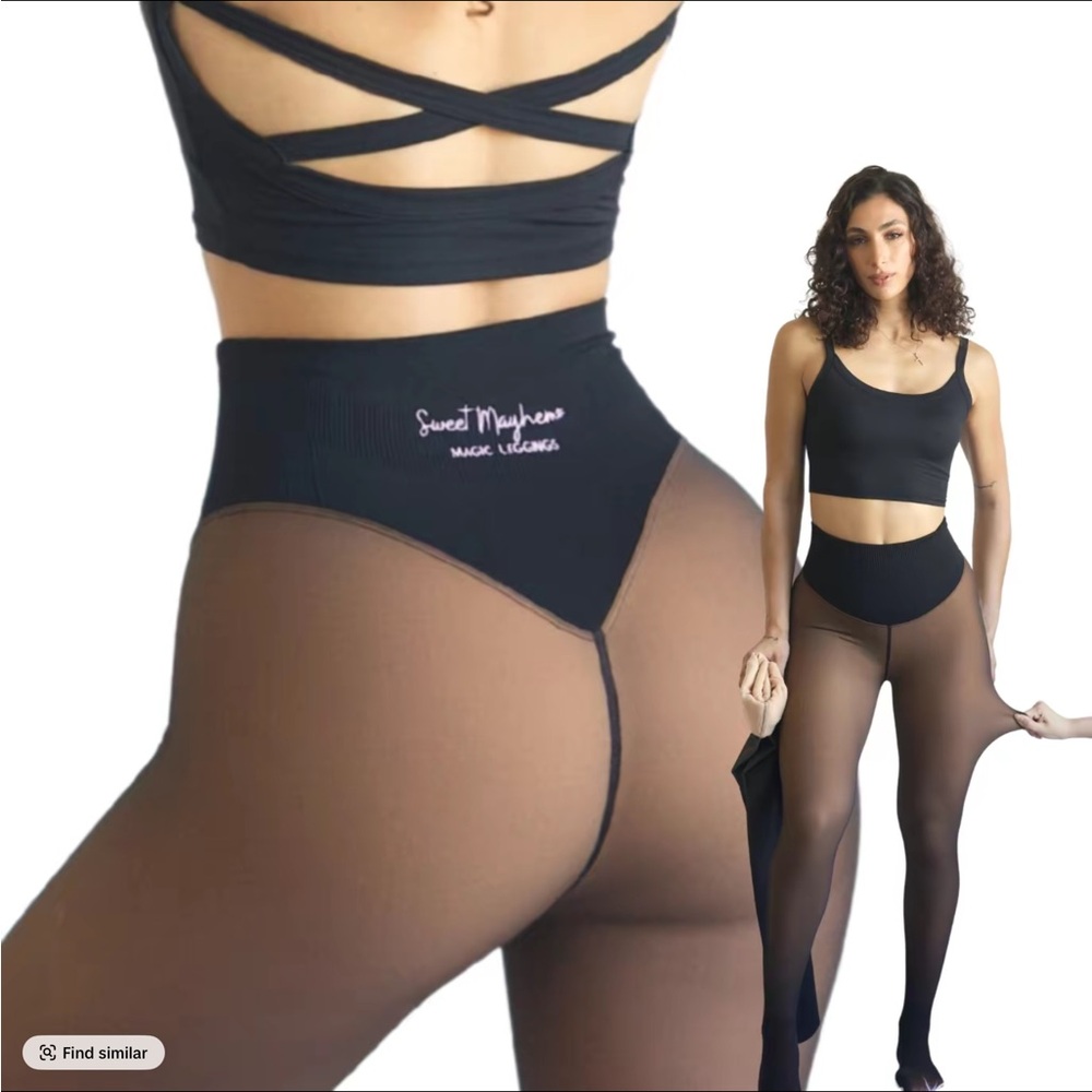 TikTok SHOP SWEET MAYHEM COMPRESSION BAND/ONE SEAM FLEECE LINED TIGHTS XS/S